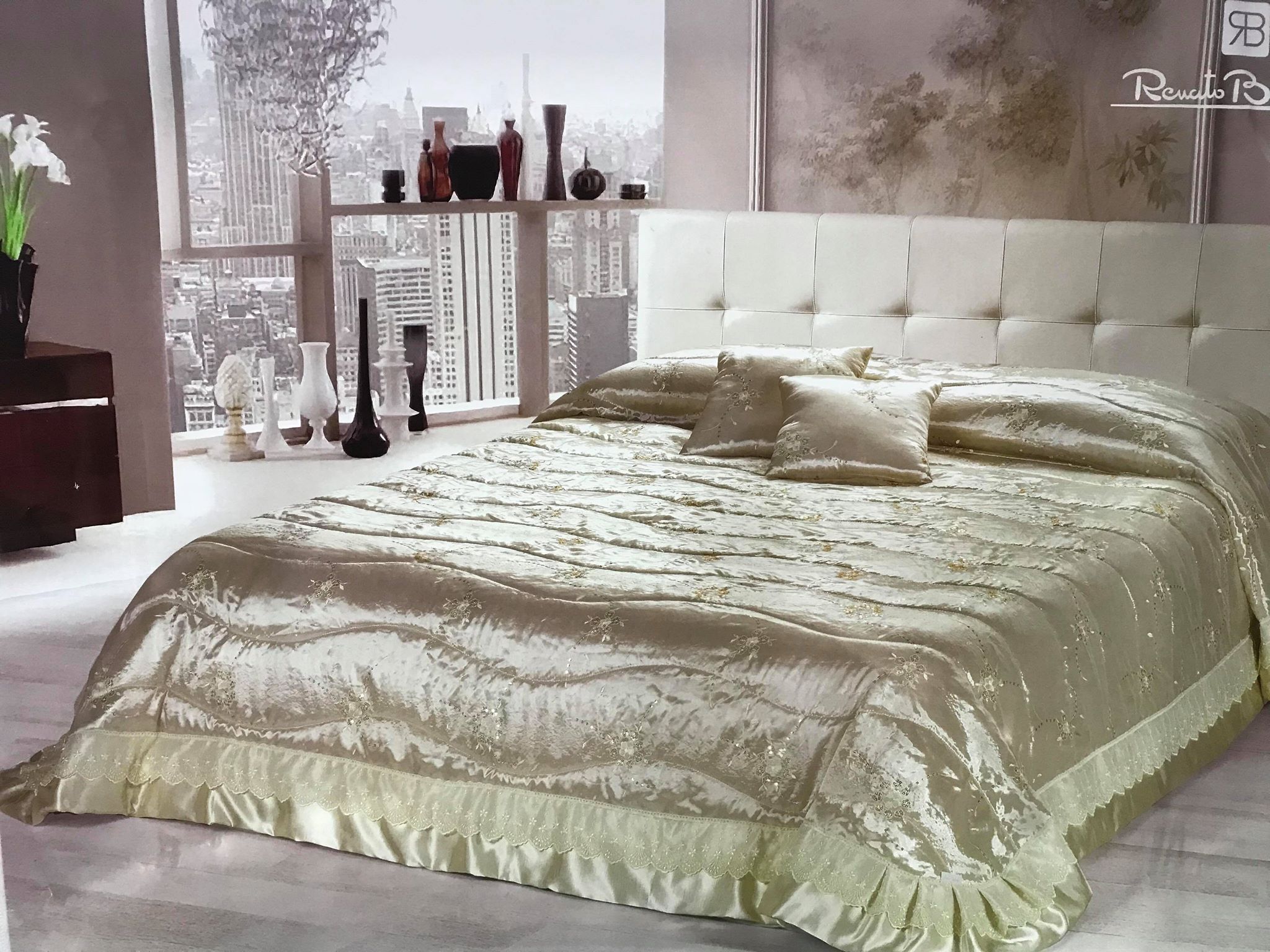 Satin Creme Bedpread 
